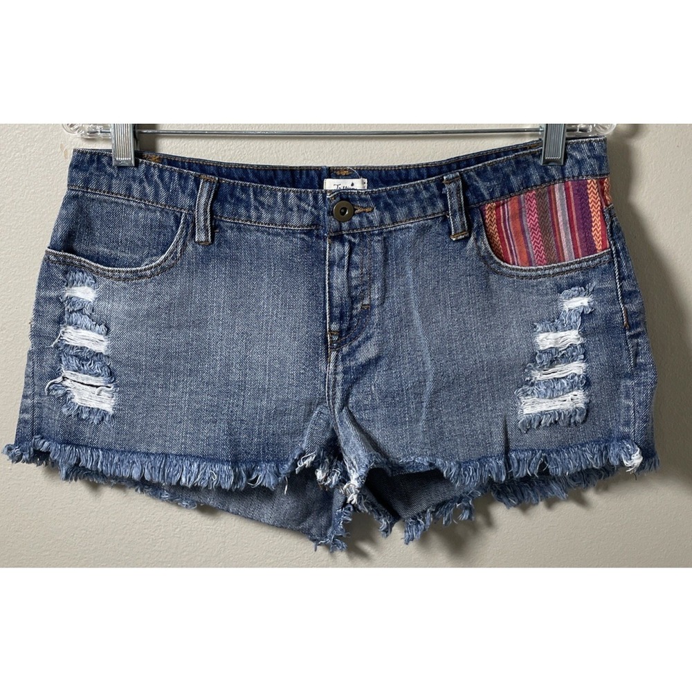 Trillium Vintage Y2K Blue Denim Cut Off Southwest Style Shorts Women's Size 9